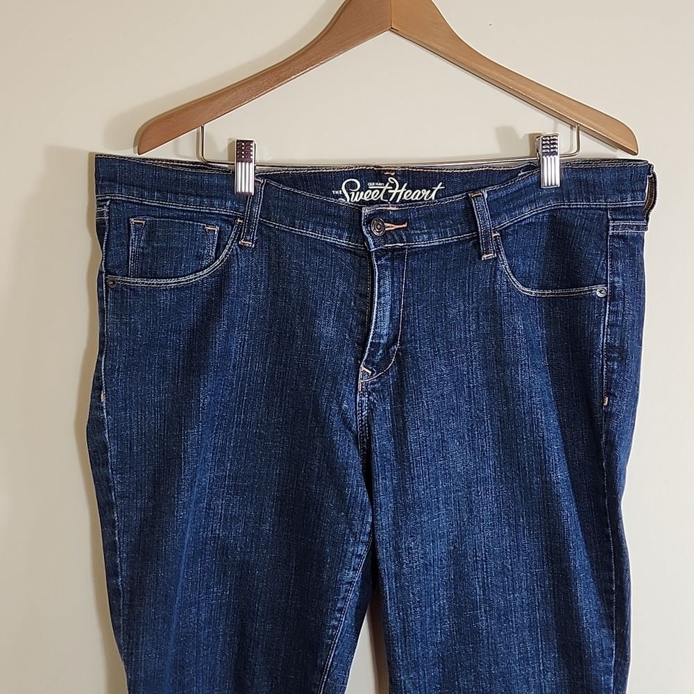 Women's Old Navy Sweet Heart Dark Blue Denim Jeans, Straight Leg Size 14 Regular